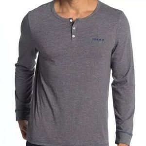 NWT Ted Baker Long sleeves Gray Henley Shirt - L